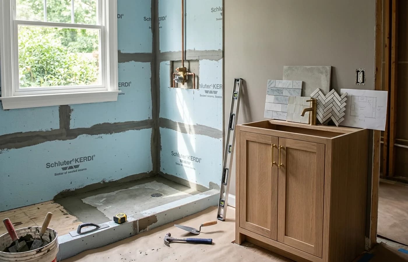AI-generated realistic construction detail for How Do You Plan a Bathroom Remodel in Raleigh NC?