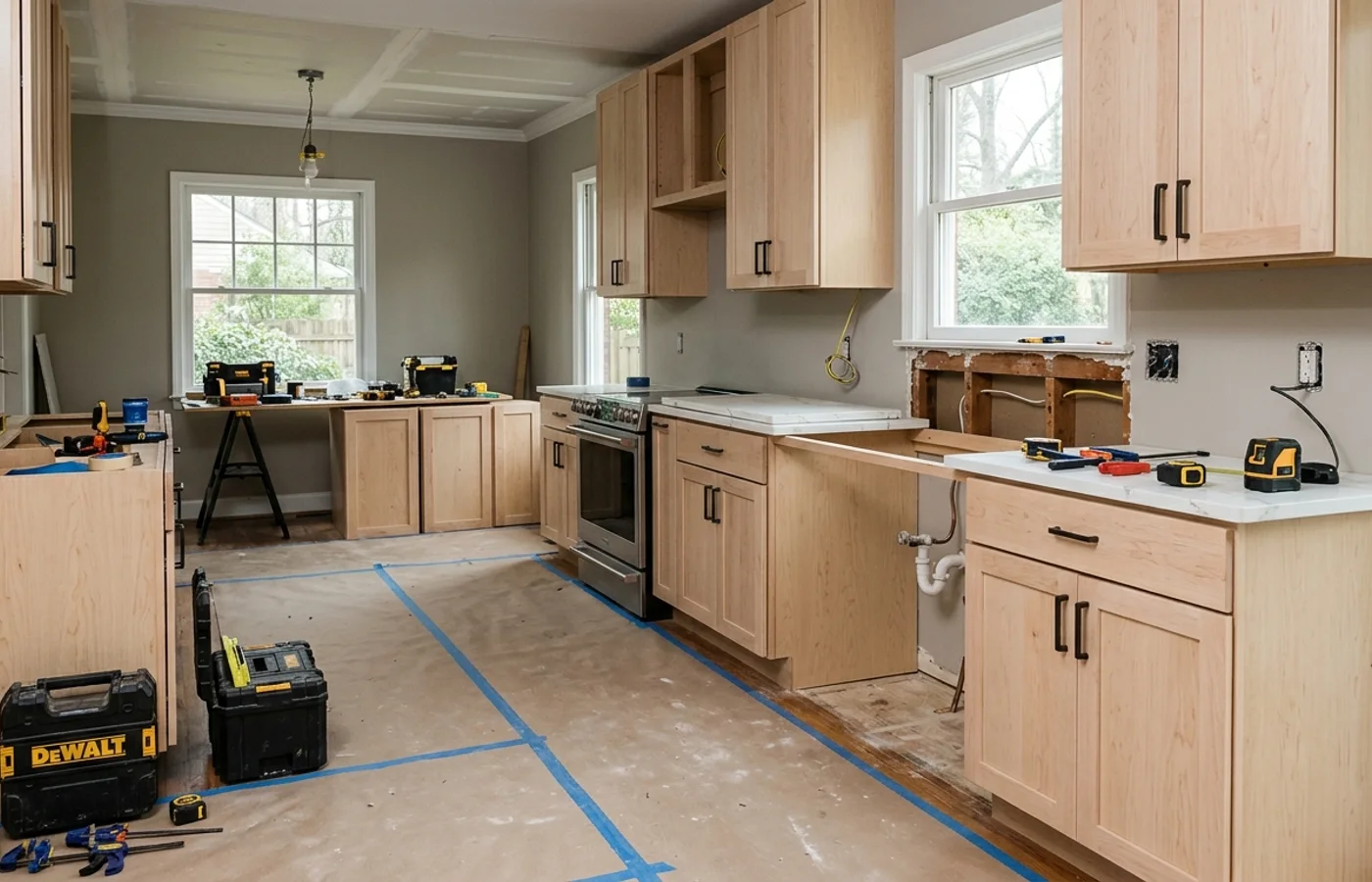 AI-generated realistic construction detail for How Long Does a Kitchen Renovation Take in Durham NC?