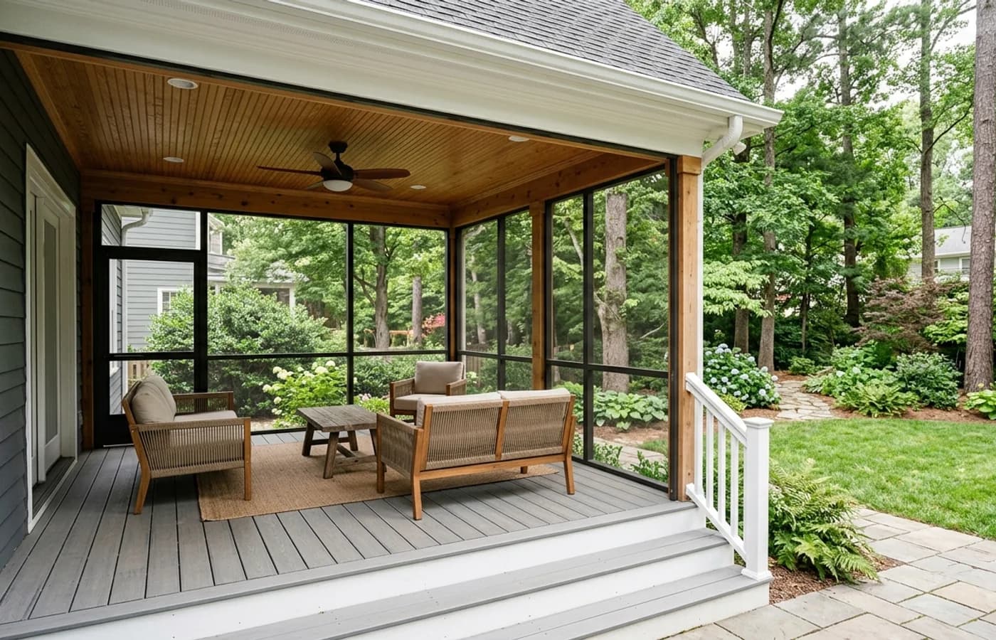 AI-generated realistic construction detail for How Much Does a Screened Porch Cost in Durham NC?