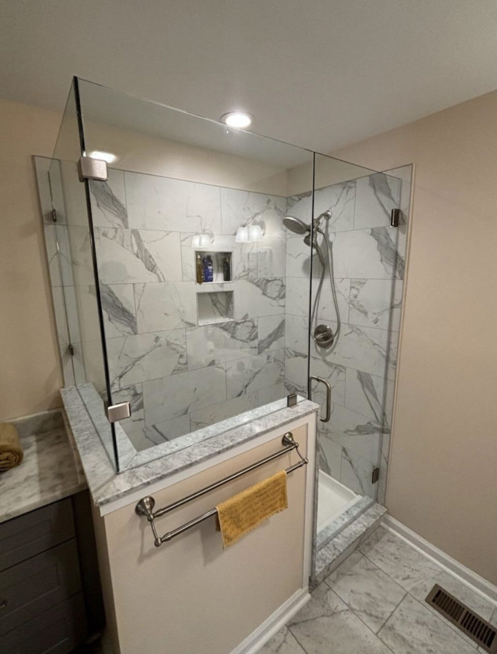Shower in one of the added bathrooms to Durham Home